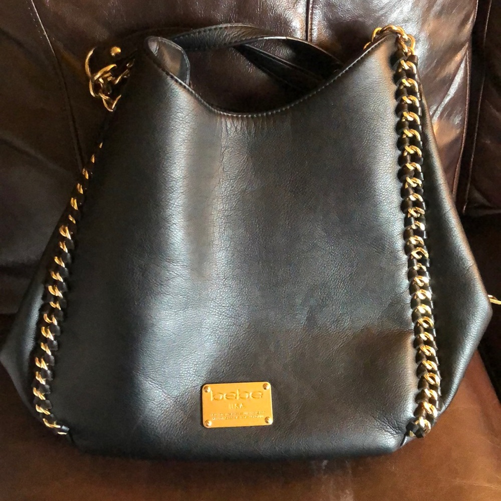 BEBE black gold chain link purse